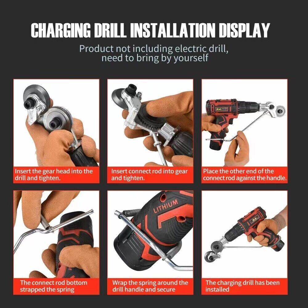 Elektrische Bohrmaschine, Schere, Plattenschneider, Metallknabber, Bohraufsatz, doppelköpfiger Blattschneider, stanzfreies Schneidwerkzeug