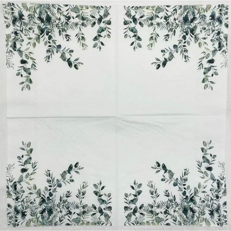Serviette imprimée colorée feuille verte Restaurant occidental papier de pâte de bois décoratif papier vierge jetable 20 pièces/pac 33*33 cm 2 plis