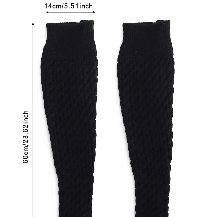 Outono e inverno plus size malha joelho-proteção polainas acima do joelho meias de alta elasticidade tubo longo manguito extra-grande