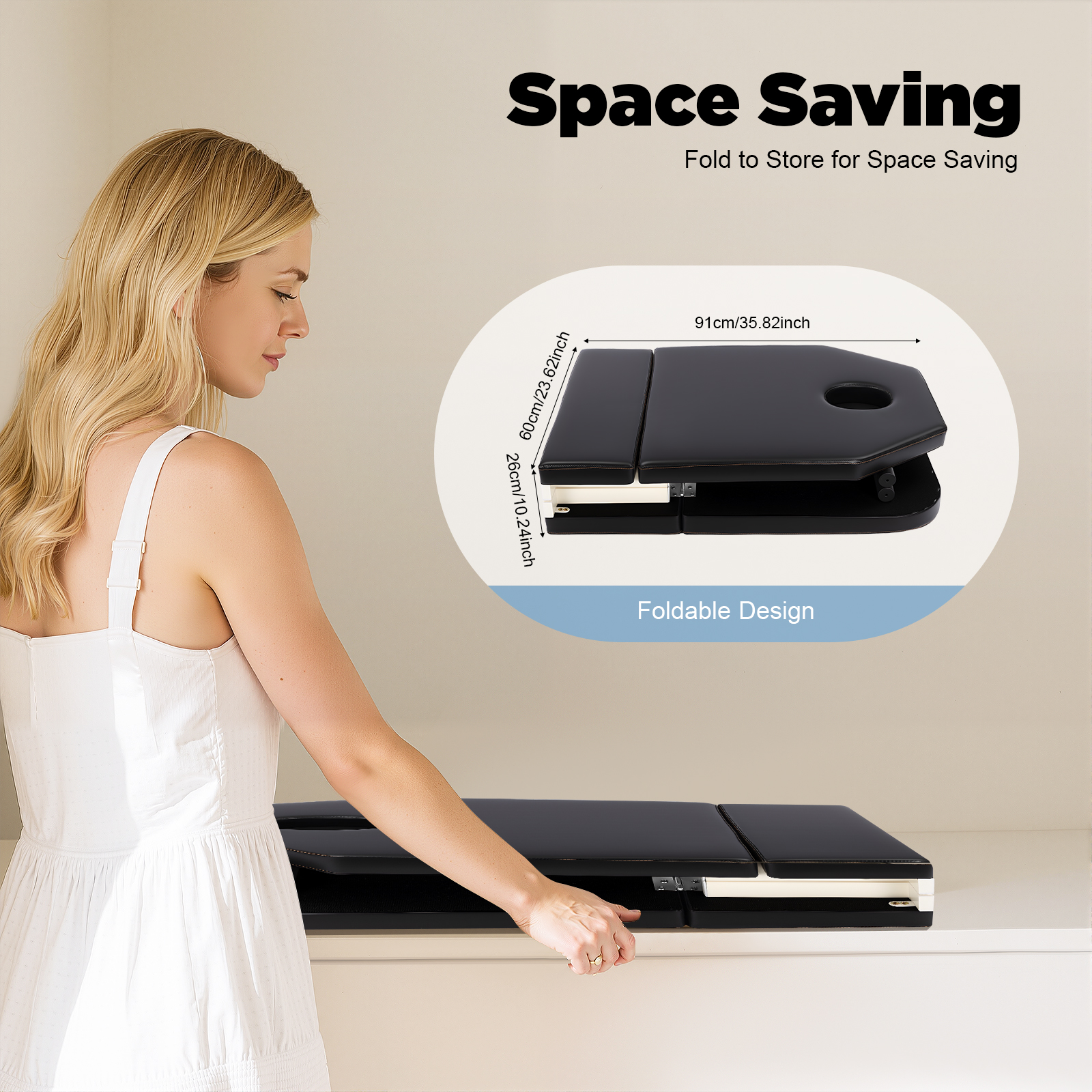 Salon Beauty Recliner Foldable Massage Table Tattoo Bed Couch Spa Chair Portable Folding Therapy Lightweight Adjustable Tilt