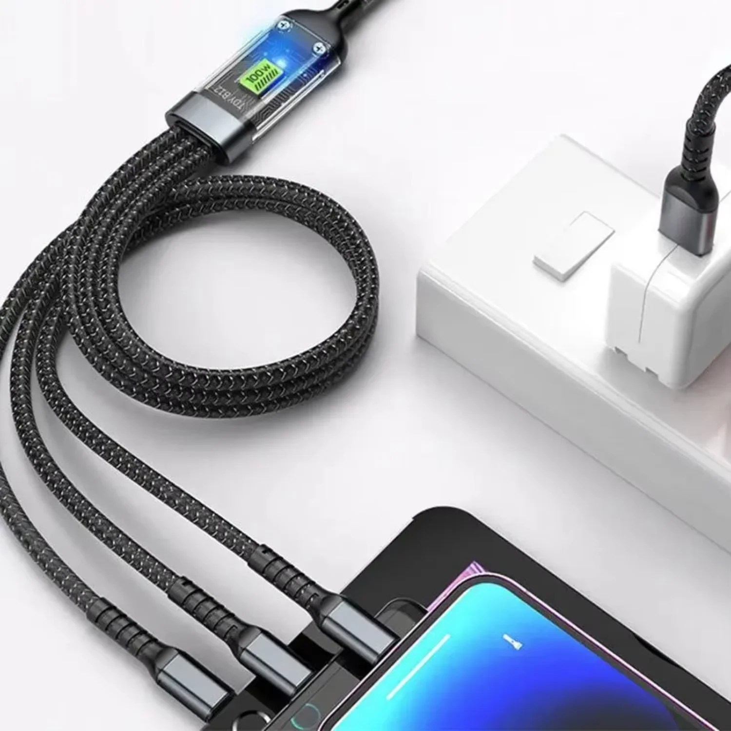 3-in-1 100W 超高速充電ケーブルコード（携帯電話用）