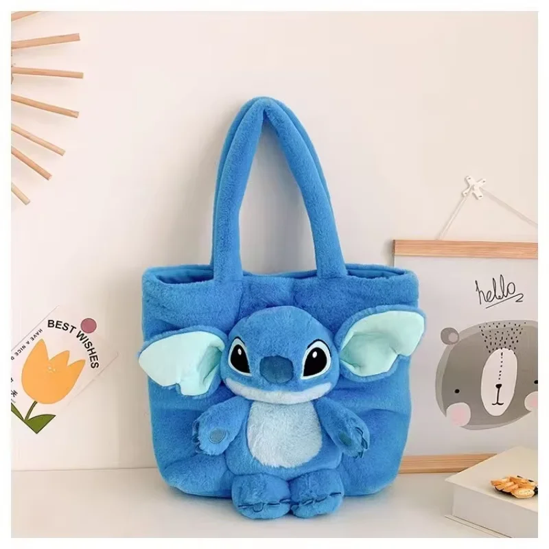 Disney 2024 Nowa Pluszowa Torebka na Ramię z Postaciami z Kreskówek, Słodka i Urocza Stitch, Truskawkowy Miś, Miękka i Urocza Torebka dla Dziewczynek