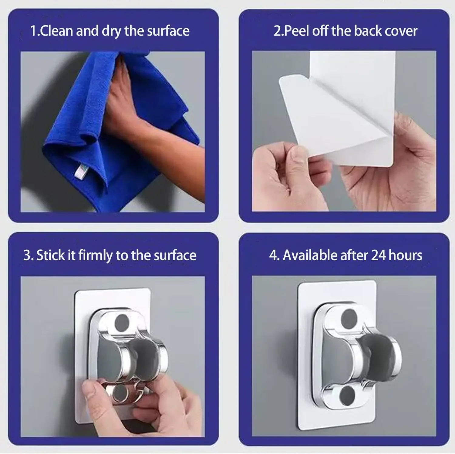 Soporte para cabezal de ducha adhesivo fuerte, montaje en pared, ABS, impermeable, ajustable, Base de fácil instalación, 1 ud.