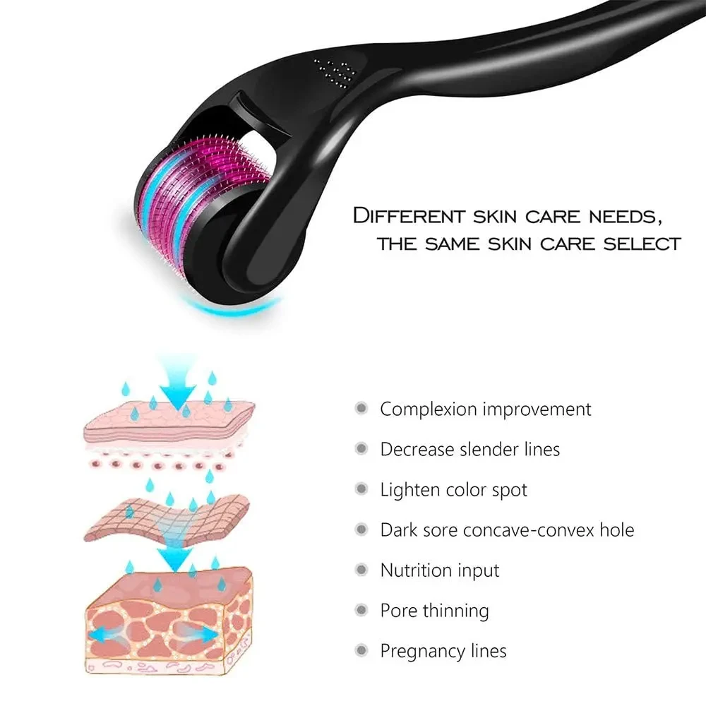 Rolo derma clássico profissional 540 para crescimento de cabelo, micro rolo facial para cuidados com a pele
