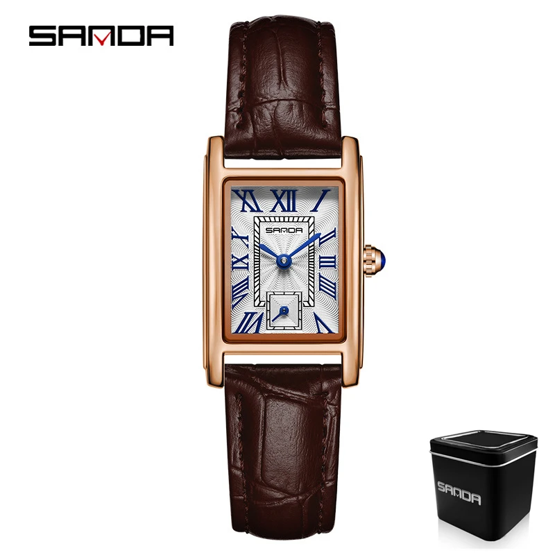 SANDA 1116, gran oferta, reloj de pulsera para mujer, aleación, moda elegante, compacto, cuarzo, reloj de pulsera de oro rosa para mujer, resistente al agua, acero 3ATM