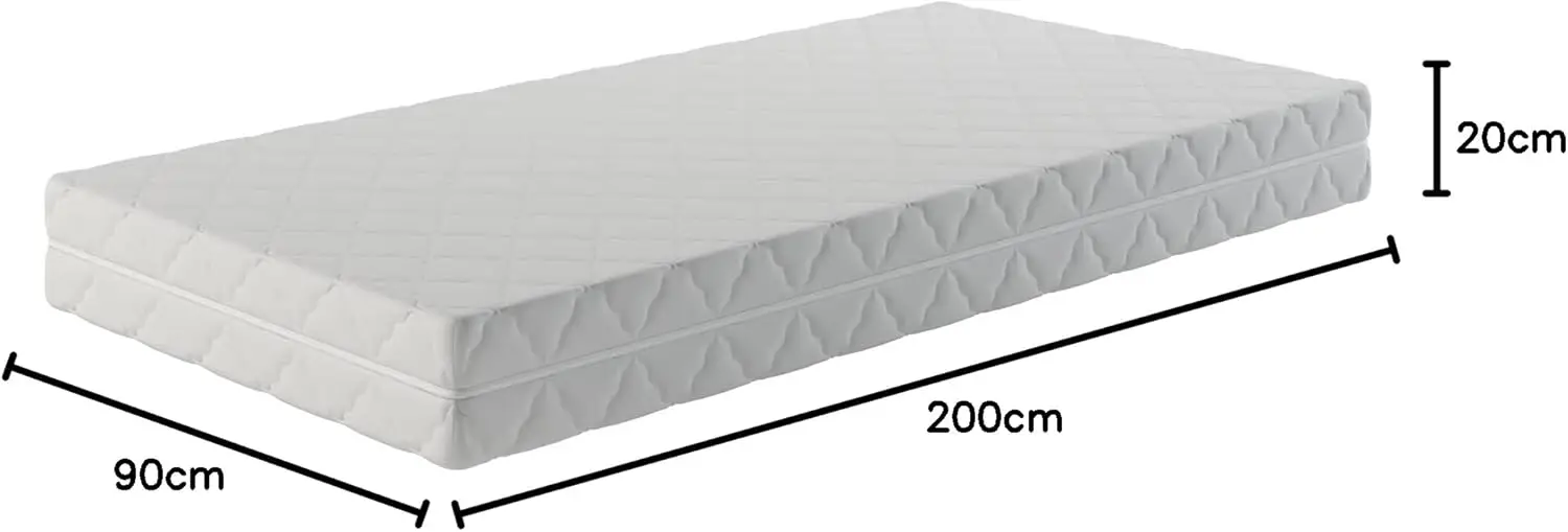 x 20 cm (Kernhöhe 19 cm), Federkernmatratze mit Komfortschaum und Mikrofaserbezug, Matratze für Kinder und Erwachsene,