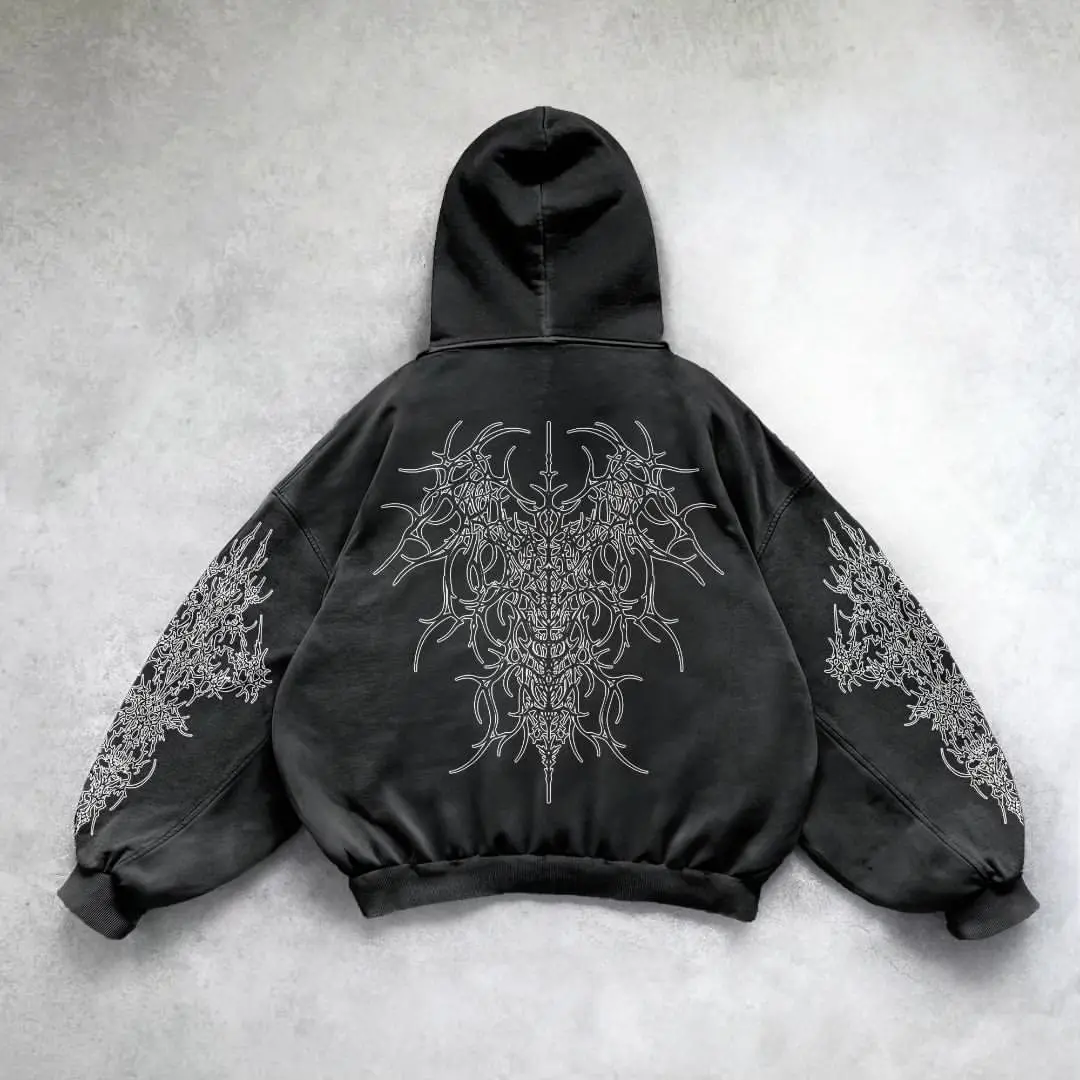 Harajuku y2k vintage punk cor sólida impresso masculino casual hoodie americano gótico moda casal casual moletom com capuz