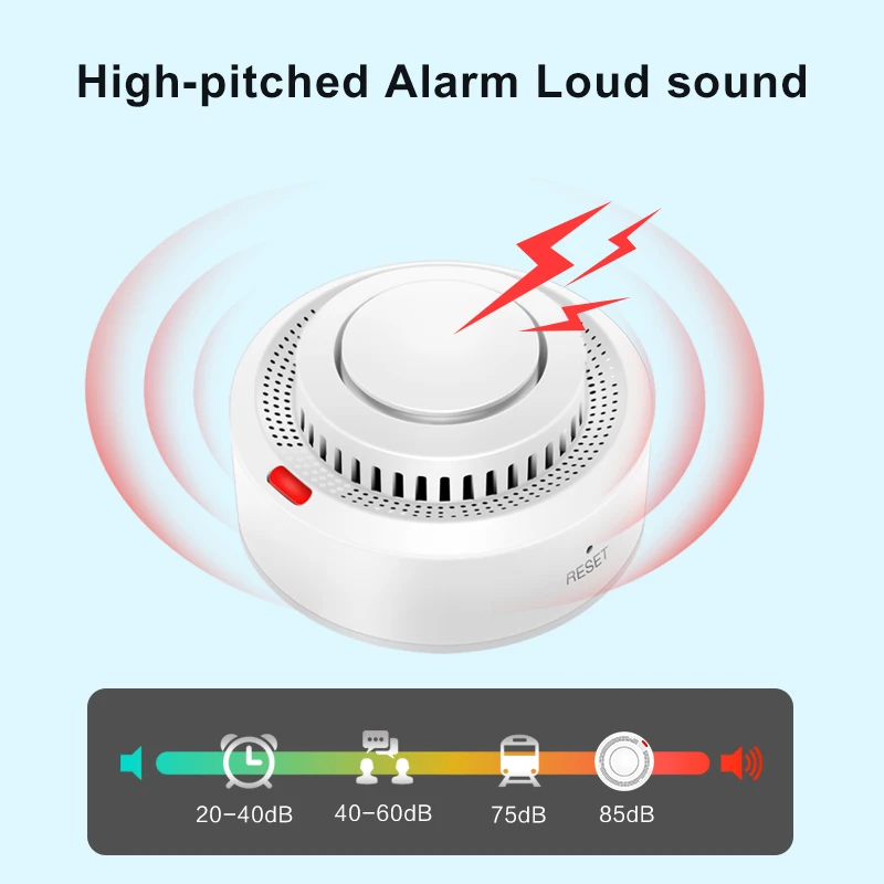 2er-Pack Tuya Smart WiFi-Rauchmelder mit Echtzeit-APP-Warnungen, kabelloser Feuersensor-Alarm, 85 dB Sound für Zuhause/Büro