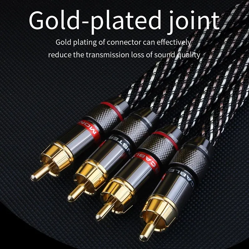 Yyaudiohifi cabo de áudio rca estéreo 6n ofc macho para macho 2rca para 2rca cabo de áudio com conector banhado a ouro para amplificador de cd
