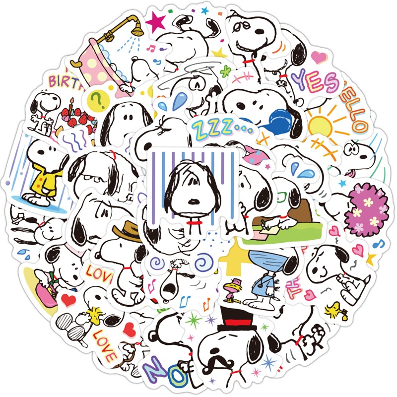 40 Uds Snoopy lindo perro de dibujos animados Graffiti manual Material funda de teléfono móvil equipaje pegatina impermeable