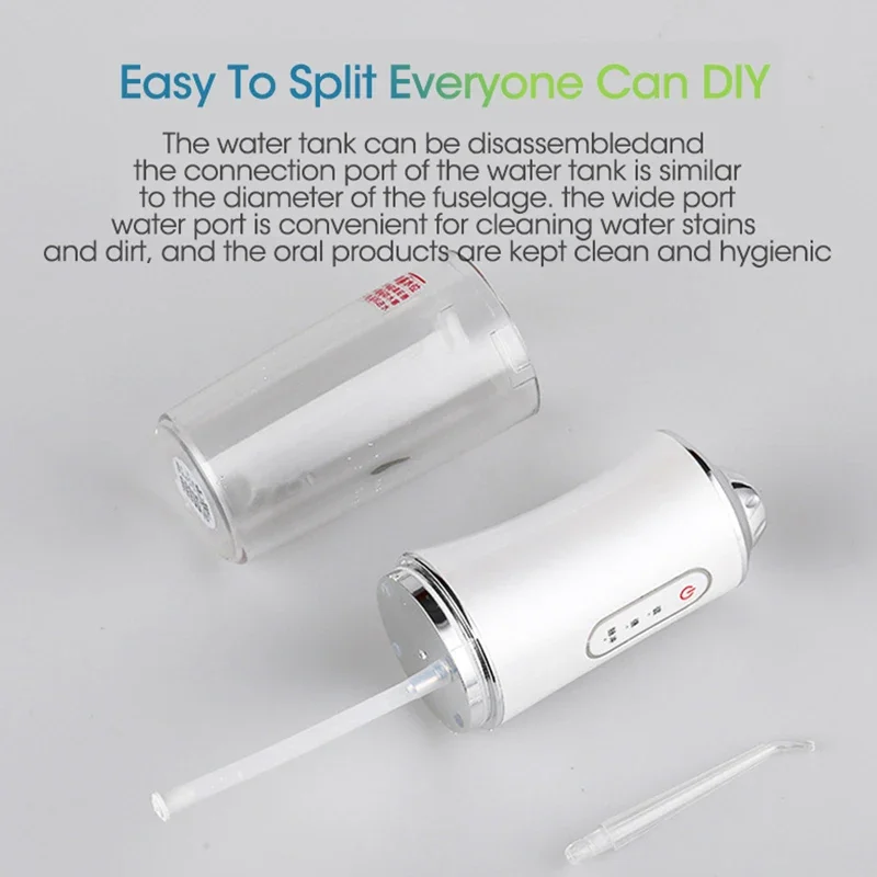 Oral Irrigator Portable Dental Water Flosser USB Rechargeable Water Jet Floss Tooth Pick 4 Jet Tip 220ml 3 Modes Teeth Cleaner