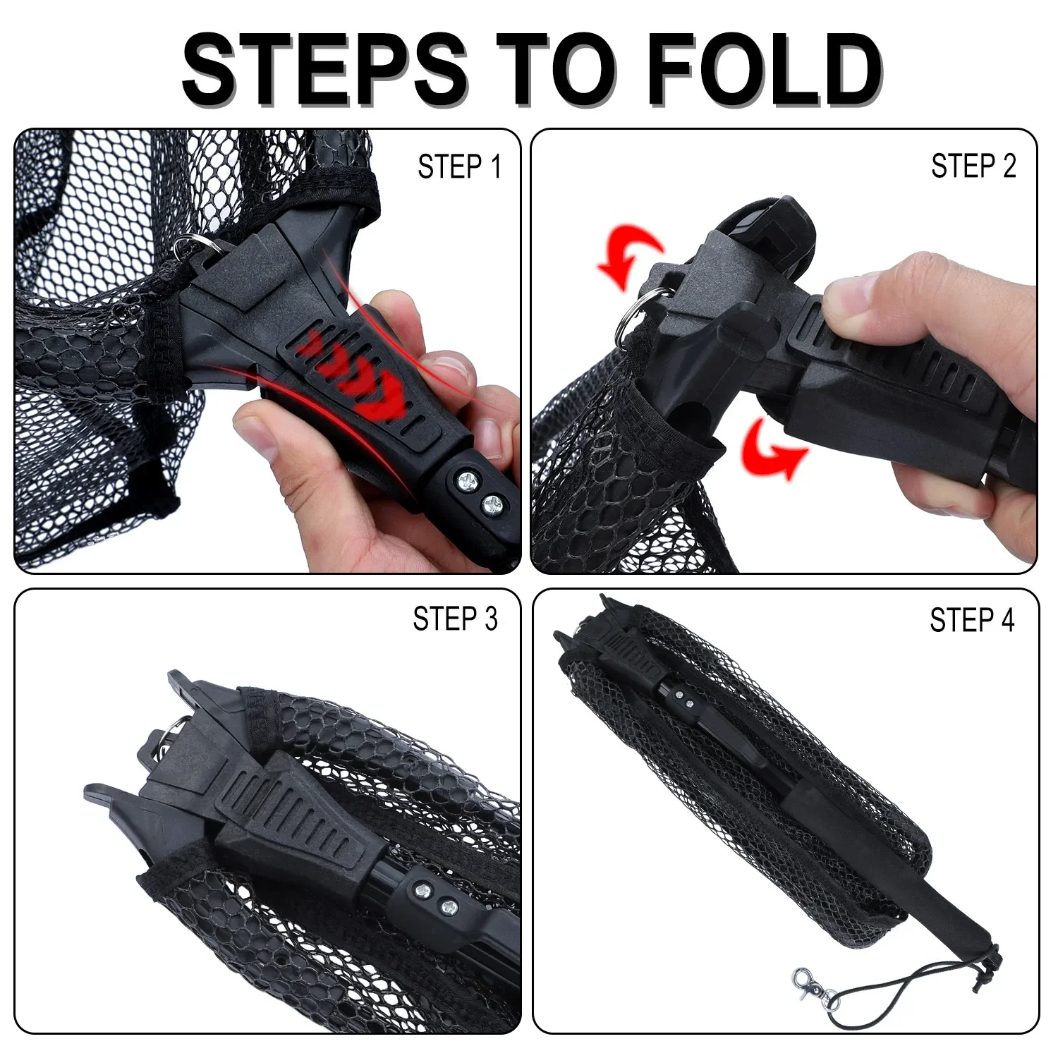 Sougayilang Folding Brail Net Pesca, Telescópica Landing Net, Scoop Net, 65-112cm