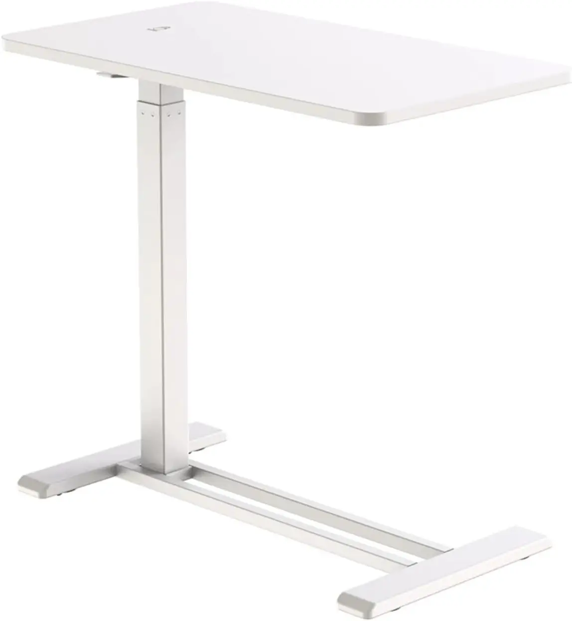 Mobiler Couchtisch mit verdecktem Rollen, Laptop-Tisch mit manueller Höhenverstellbar 66–106 cm, Nachttisch für Couch, Bett (weiß).