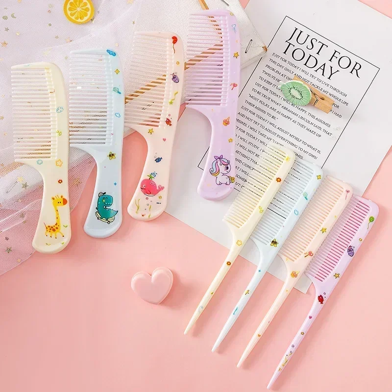 2 pçs/set crianças pente bonito dos desenhos animados anti-estático penteado encaracolado portátil viagem para crianças meninas estudantes pente cuidados com o cabelo pente