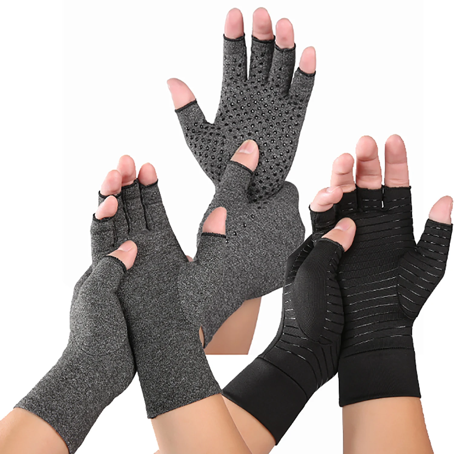 Guanti da artrite a compressione Guanti da compressione per sollievo dal dolore articolare in cotone Supporto per polso Tutore per mano Donna Uomo Guanti da compressione per polsino terapeutico