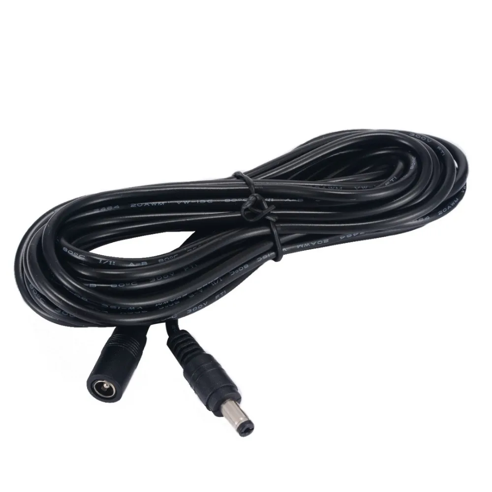 Cable de extensión CC 1M 2M 3M 5M 10M 5,5x2,1mm enchufe hembra a macho para 12V 5V 24V Cable adaptador de corriente cámara CCTV para el hogar tira de LED