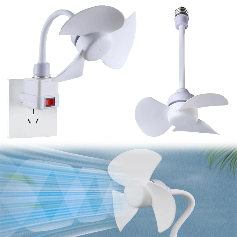 LED Mini Deckenventilator E27 Sockel/USB Kronleuchter Deckenventilator Schlauchverlängerung Glühbirne Ventilator mit Sockel für Schlafzimmer Wohnzimmer