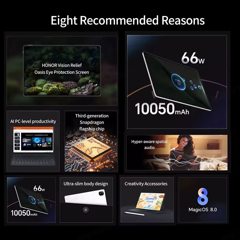 Versión Global Honor Tablet MagicPad 2 12,3 pulgadas 3K OLED 144Hz pantalla Pad 3. ° procesador Snapdragon 8s Gen 3 batería de 10050mAh