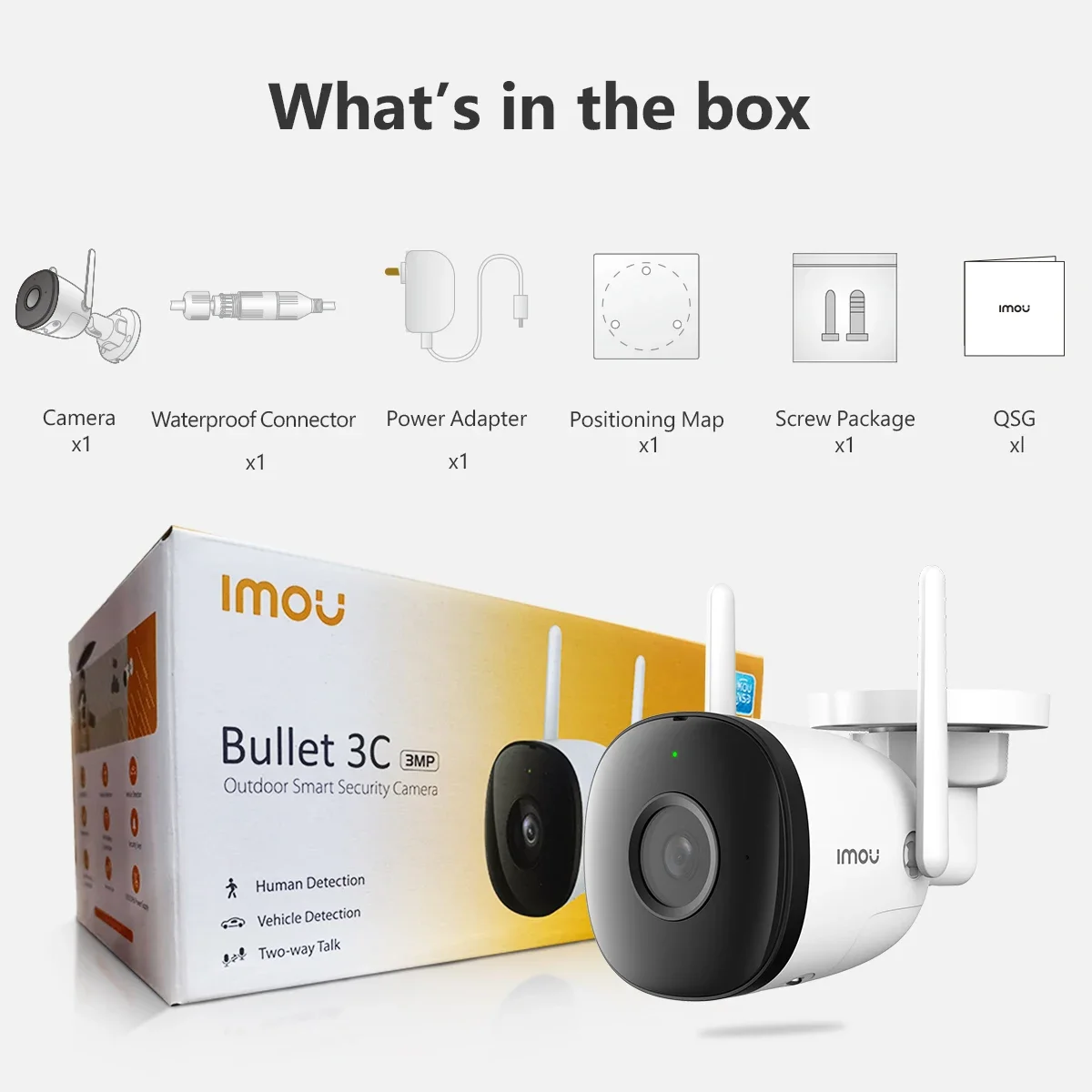 IMOU Bullet 3C 3MP/5MP Telecamera IP WIFI esterna Rilevazione veicoli IP67 Visione notturna Protezione di sicurezza Telecamere intelligenti
