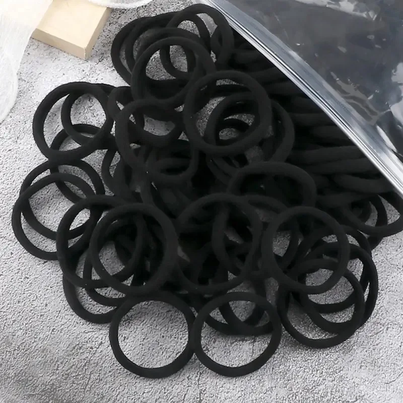 Bandas para el pelo negras para mujeres y niñas, banda de goma elástica alta, lazos para el cabello, coletero, accesorios para el cabello, 50/100 piezas