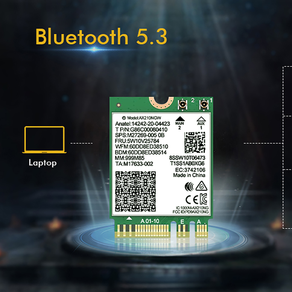 WiFi 6E Bluetooth 5,3 AX210 M.2 tarjeta inalámbrica 5374Mbps 2,4 Ghz 5Ghz 6Ghz 802.11ax adaptador Wifi para ordenador portátil