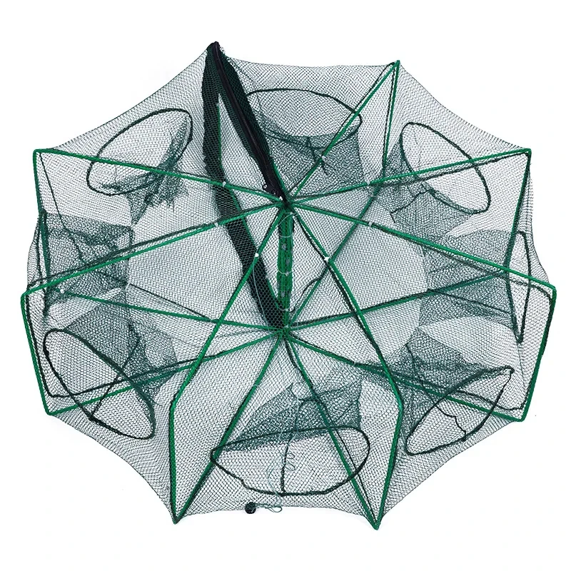 6/8/10 Holes Mesh Portable Fishing Net Cage Folding Crayfish Catcher Casting Fish Crab Crayfish Shrimp Smelt Eels Traps fishing