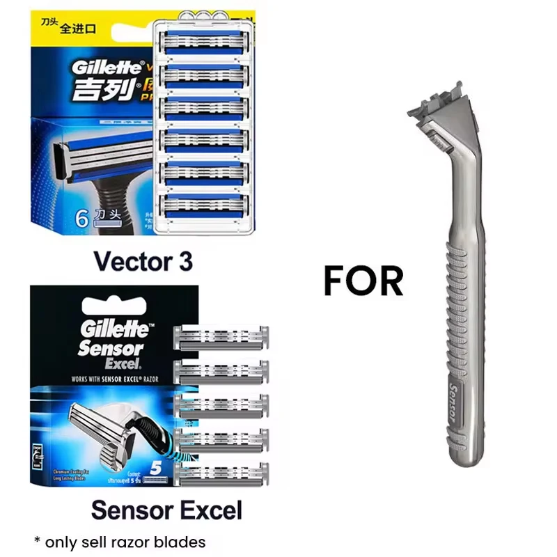 Gillette Sensor Excel-cuchillas de afeitar para hombre, SENSOR EXCEL, cartuchos de repuesto, doble capa, depilación, afeitado de barba