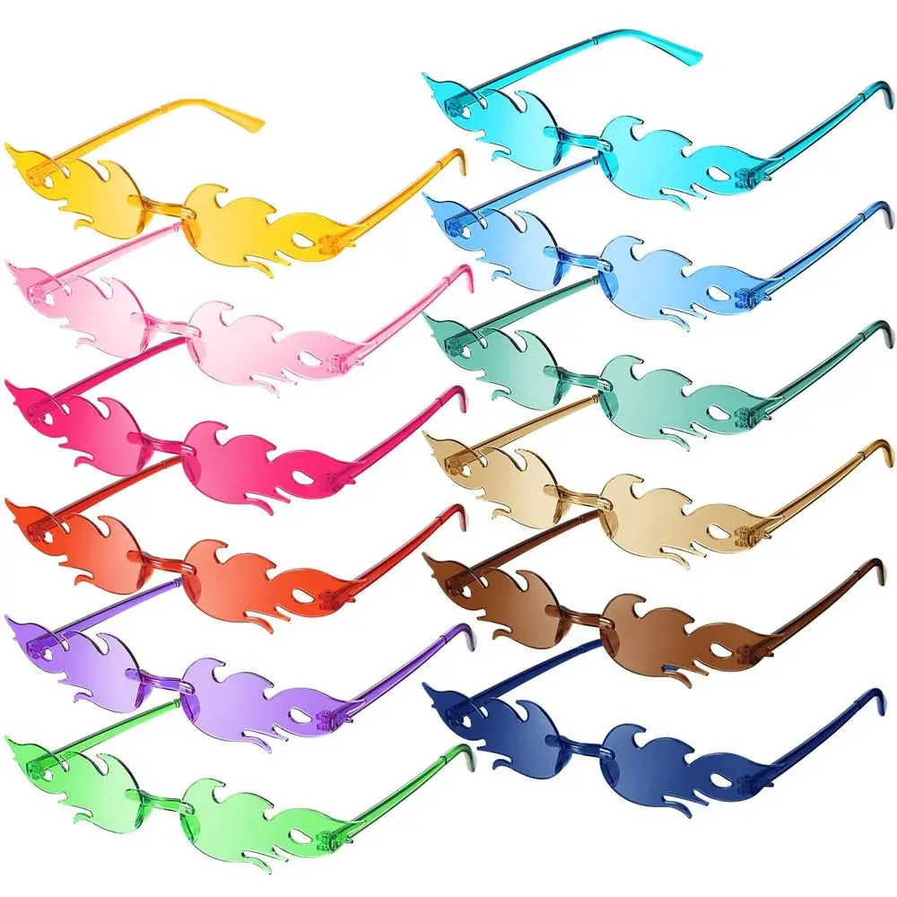 Gafas de sol Fire Flame para mujer, gafas de sol de una pieza sin montura de diseñador, gafas de sol de tendencia UV400, gafas de fiesta de Color caramelo 2025