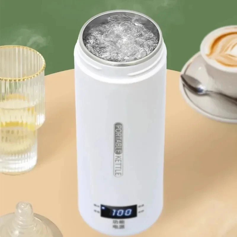 500ML 전기 주전자 휴대용 차 커피 주전자 여행용 물 끓이기 보온컵 방열 물병 영어 메뉴