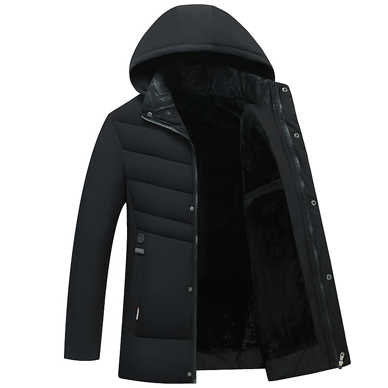Nova moda velo com capuz casaco de inverno dos homens grosso quente jaqueta de inverno à prova de vento presente para pai marido parka à prova de vento