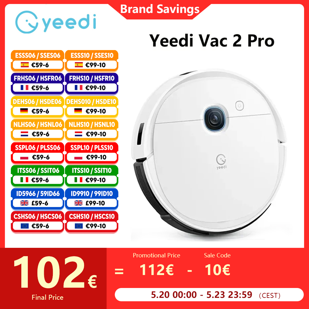 Yeedi vac 2 pro Roboter Staubsauger 3000pa Absaugung 240 Minuten Laufzeit Nass-und Trocken reiniger Teppicherkennungs-App Sprach steuerung