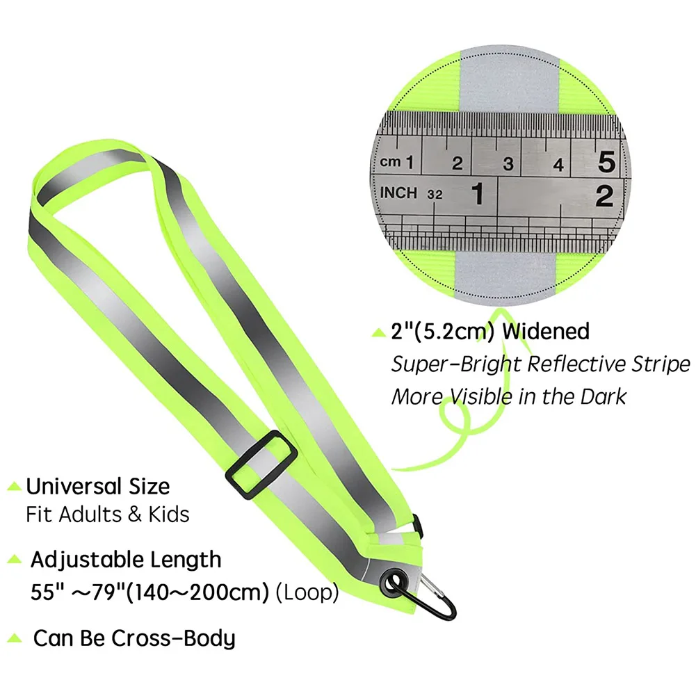 Reflective Sash Safety Shoulder Belt High Visibility Reflective Elasticated Strip Adjustable Visible Night Jogging Safety Belt