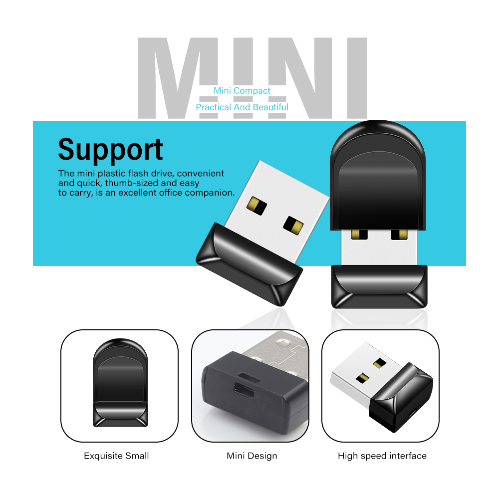 Con portachiavi Chiavetta USB in plastica 64 GB Mini USB 2.0 Pen Drive 32 GB Capacità reale Memory Stick 16 GB Disco U creativo regalo