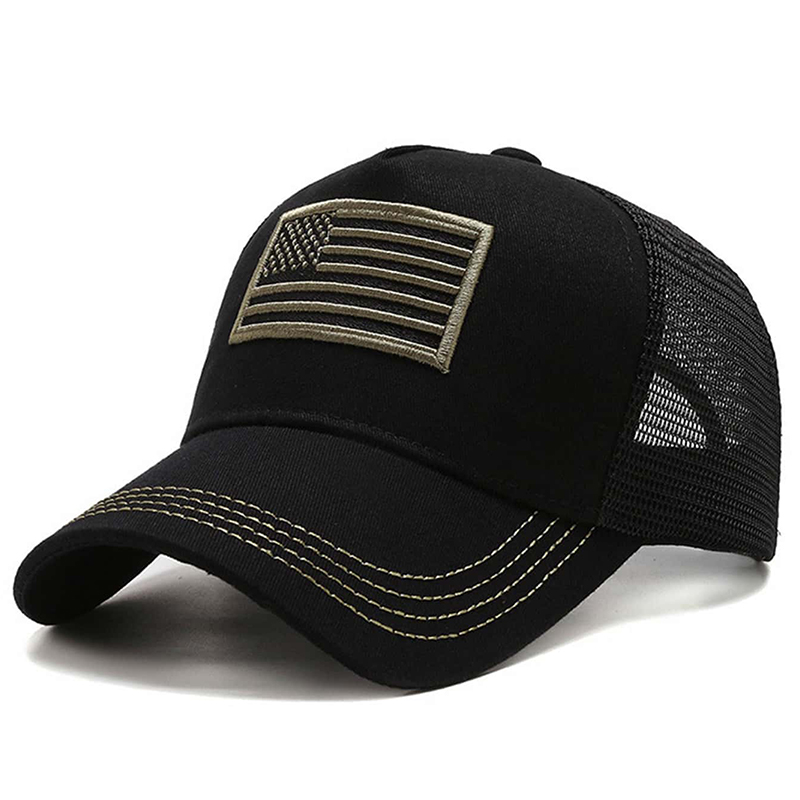 Gorras de red de béisbol con bordado de bandera americana a la moda, sombreros informales ajustables para exteriores para primavera y verano, sombrero protector solar