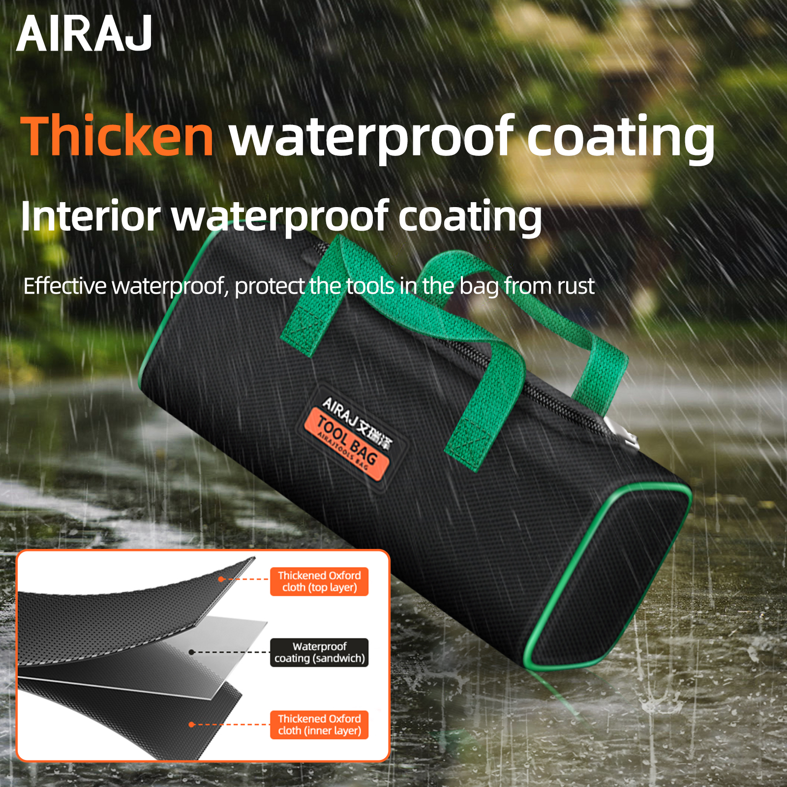 AIRAJ 도구 가방 옥스포드 천 휴대용 StorageBag, 전문 전기 기사 및 목수 수리, 홈 스토리지 더블 데크 핸드백