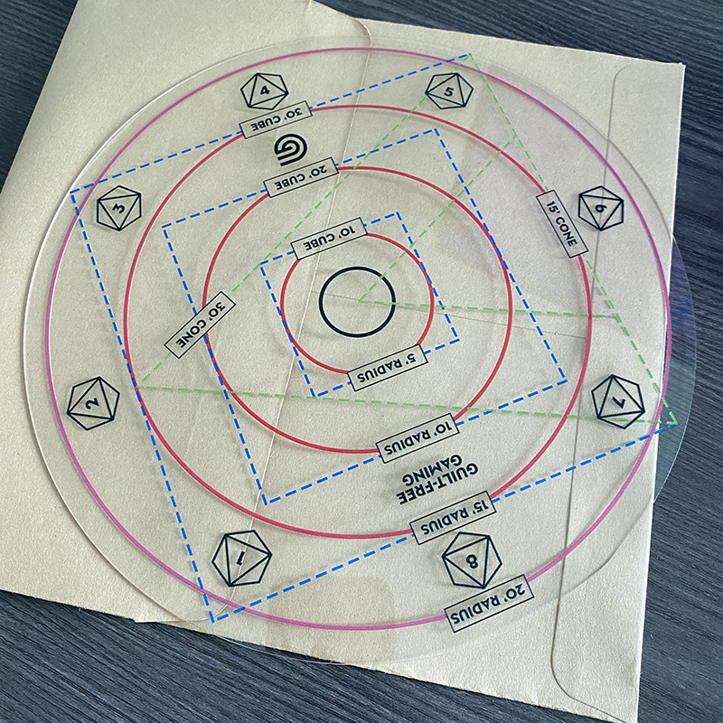 Verbesserte Zauber AOE Damage Template Dungeons and Dragons D&D Area Effect Marker Acrylmaterial