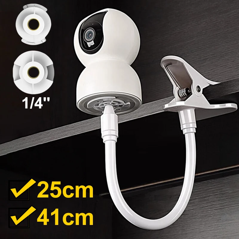 Clip Flexible para Monitor de bebé, soporte para cámara web sin perforaciones, Universal, tornillo de 1/4 pulgadas, soporte de montaje con abrazadera para cámara, 25cm/41cm