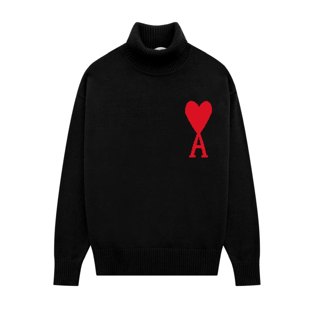 Verdickter Winter-Strickpullover, lässig, trendig, herzförmig, rot, pfirsichfarben, Ami Love Heart Pullover für Männer und Frauen