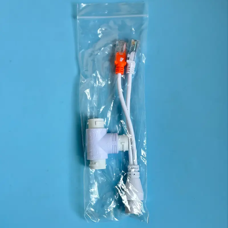 2 em 1 cabo adaptador POE divisor POE cabeça RJ45 de três vias para sistema de câmera de segurança IP