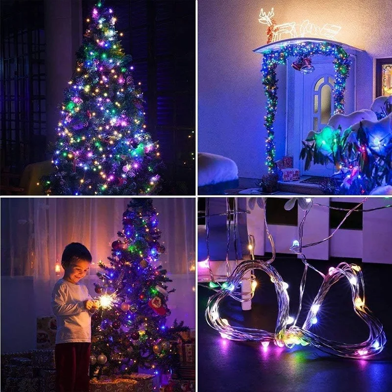 ไฟ LED Fairy String แบตเตอรี่ขับเคลื่อนทองแดงลวด Garland Light สําหรับห้องนอนสวนกลางแจ้งงานแต่งงานวันเกิดตกแต่ง