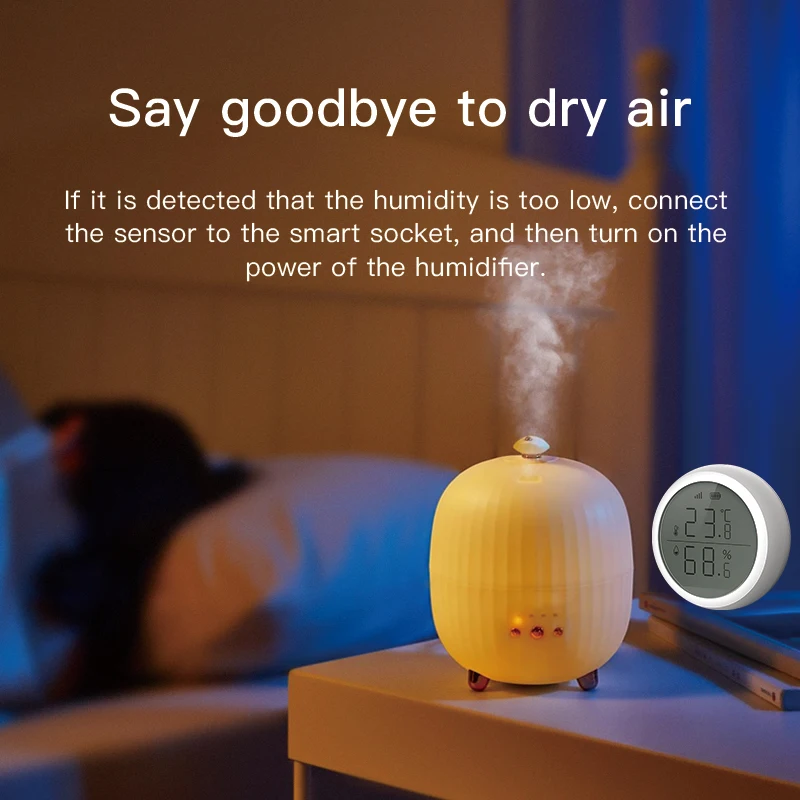 Tuya zigbee inteligente sensor de temperatura e umidade casa termômetro interno com display lcd google casa alexa eco controle voz