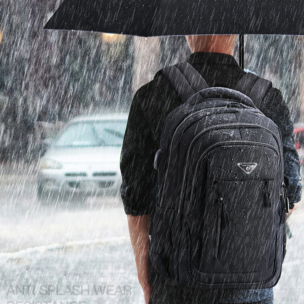 Mochila para hombre con carga USB, gran capacidad, multicapa, dividida, moda de ocio, viajes al aire libre, deportes, bolsas escolares de negocios