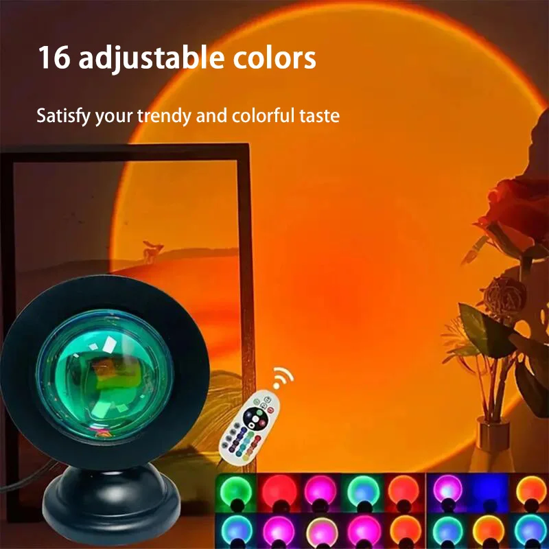 Sunset Projection Light 16-Color Spectrum Vibrant USB Remote Control Dynamic Color Changing LED Atmosphere Light Creative Home