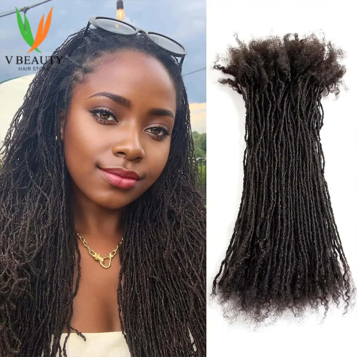 2mm artesanal bloqueio sisterlocks 100% cabelo humano real permanente micro locs extensões natural olhando macio dreadlock