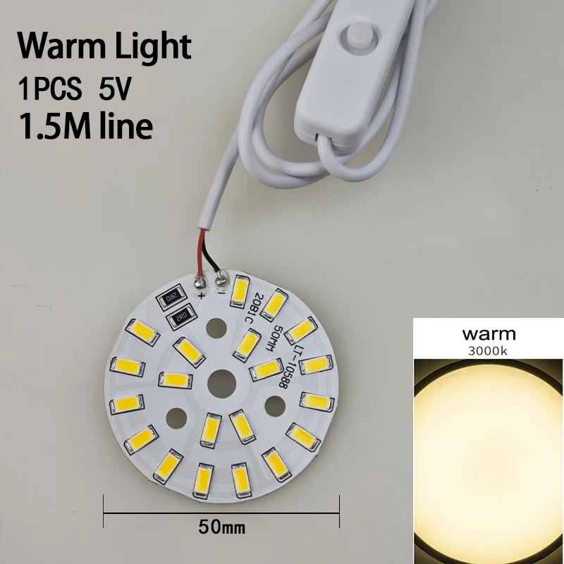 Warm White Color DC 5V 10W USB LED Lights 5730 Chip Single Dimmer Reading Night Desk Book Tablet Reading Lamp Switch Power Cable