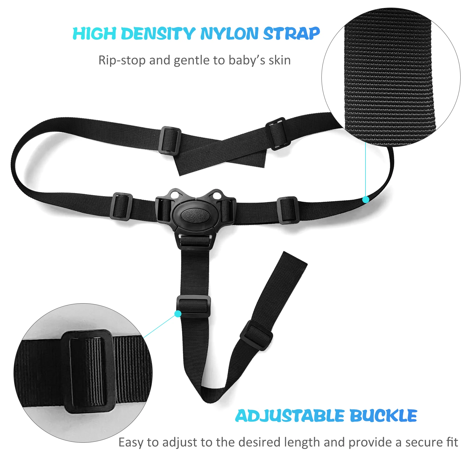 Ceinture de Sécurité Réglable pour Siège de Bébé, SFP à 3 Points, Sangles de Chaise Haute, pour Poussette d'Enfant