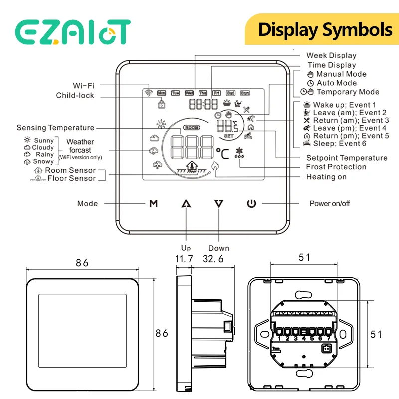 สมาร์ท Tuya WiFi Thermostat สําหรับเครื่องทําความร้อนใต้พื้นไฟฟ้าน้ําหม้อต้มแก๊สดิจิตอลอุณหภูมิรีโมทคอนโทรล Alexa Google Home