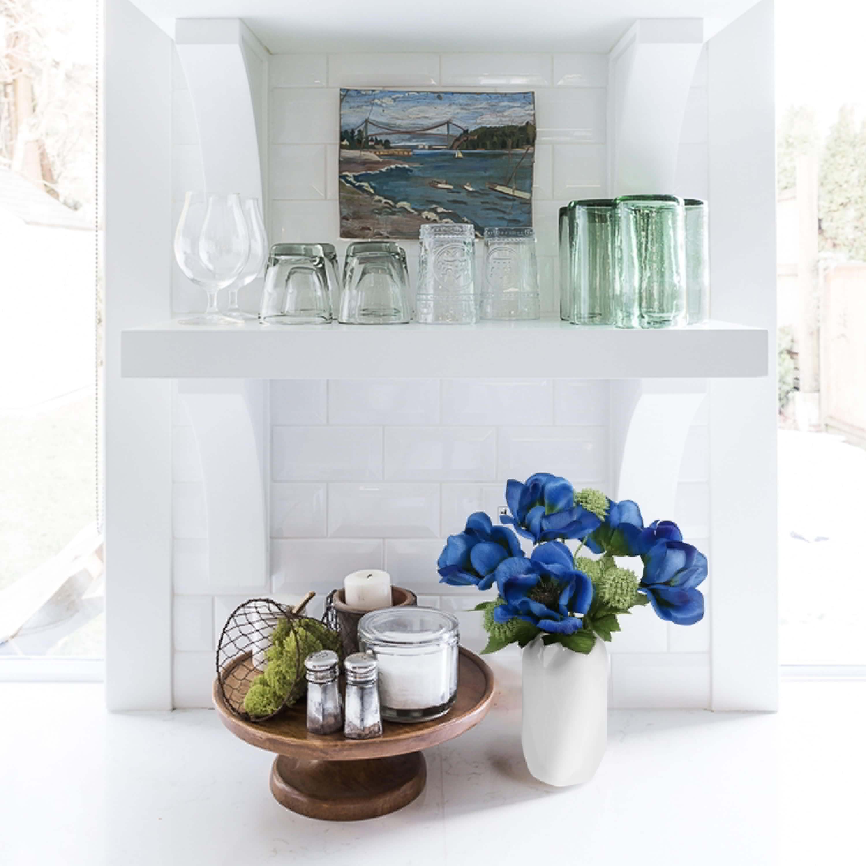 13-inch Artificial Silk Blue 5 Heads Anemone Flower Pick, for Indoor Use, by Mainstays