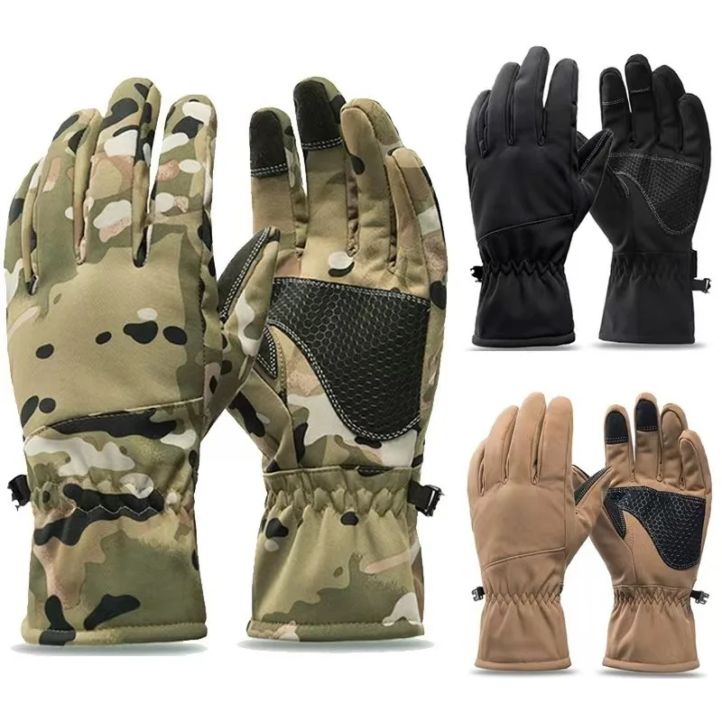 Tácticas de invierno al aire libre camuflaje caza cálido antideslizante guantes de pesca impermeable pantalla táctil esquí Camping ciclismo guantes deportivos