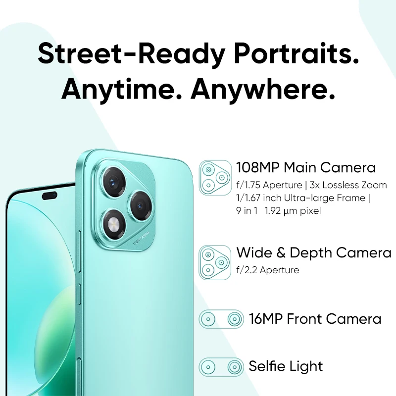2025 HONOR 400 Lite Global Verson 5G Smartphone Mediatek Dimensity 7025 Ultra 6.7'' 120Hz AMOLED Display 108MP Camera 5230mAh